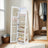 360° Rotating Jewellery Cabinet - Wood - White with Greige - Lockable with Full-Length Mirror and Multiple Storage Shelves