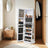 Lockable Jewellery Cabinet - Wood - White and Black - 360° Rotating with Full-Length Mirror and Storage Shelves