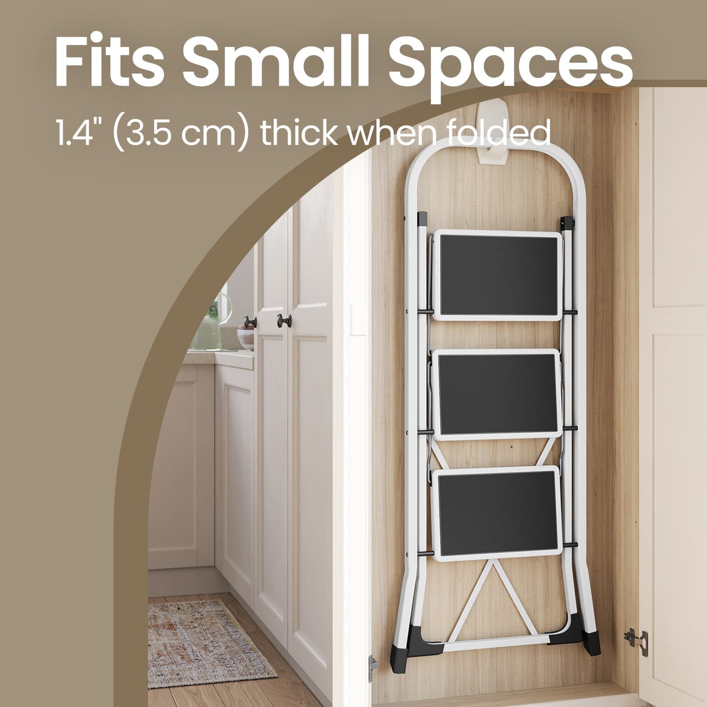 3 Step Ladder - Heavy Duty Steel - Folding and Portable