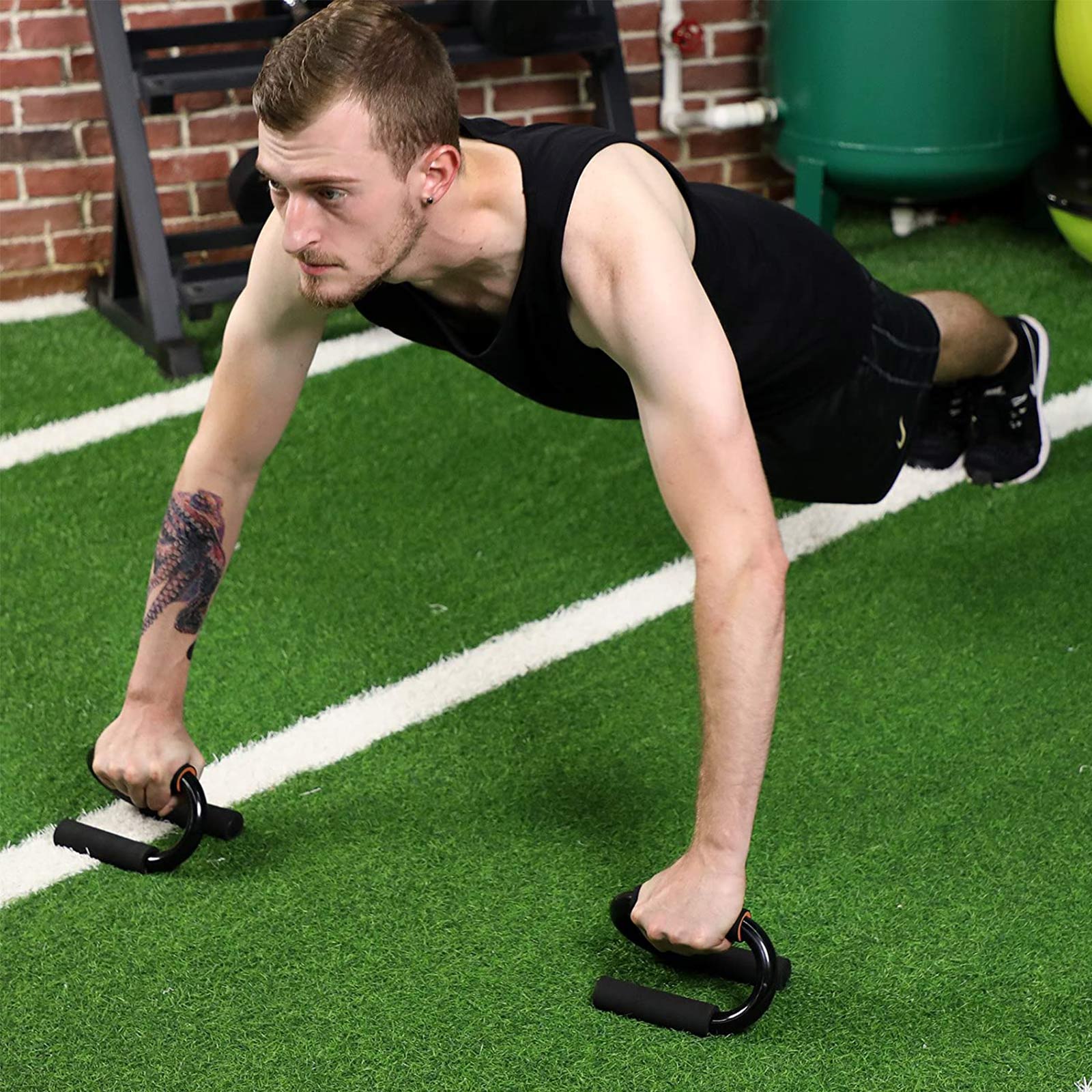Pushup Stands - Foam - Black - Non-Slip Grip Handles