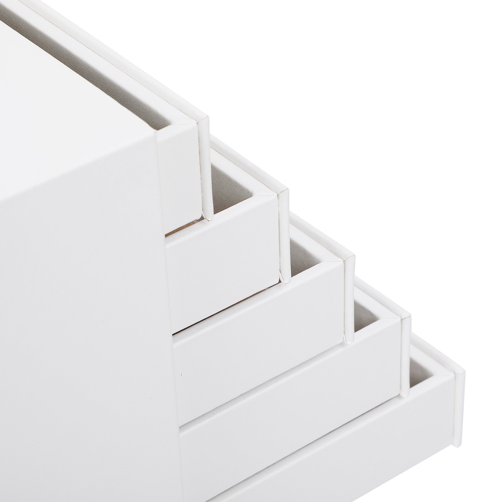 Jewellery Box - Faux Leather - White - Extra Large 10-Layer Storage with Drawer