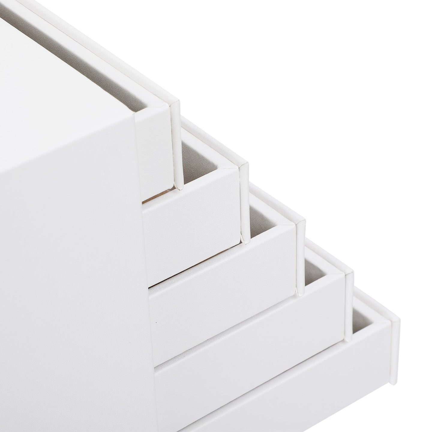 Jewellery Box - Faux Leather - White - Extra Large 10-Layer Storage with Drawer