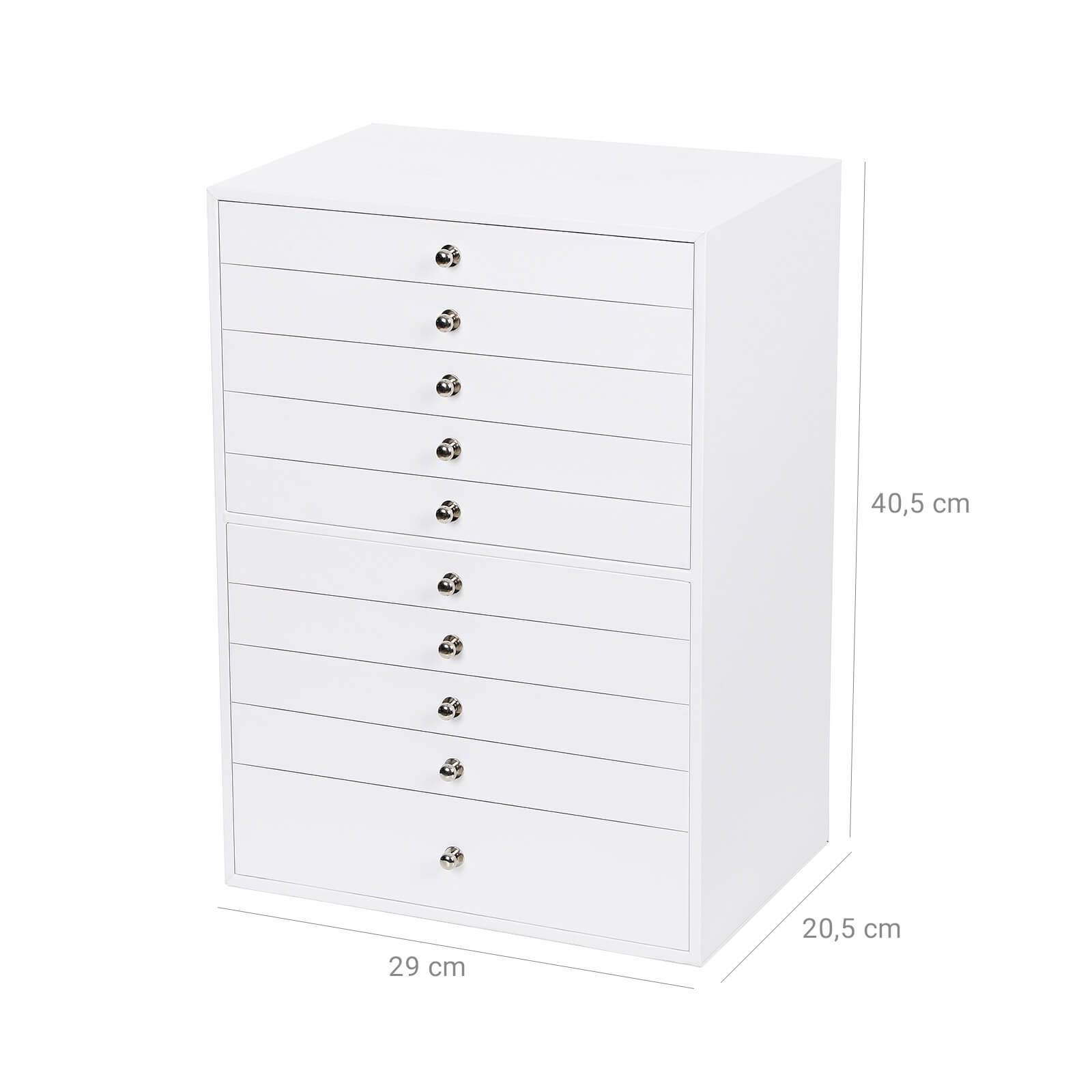 Jewellery Box - Faux Leather - White - Extra Large 10-Layer Storage with Drawer