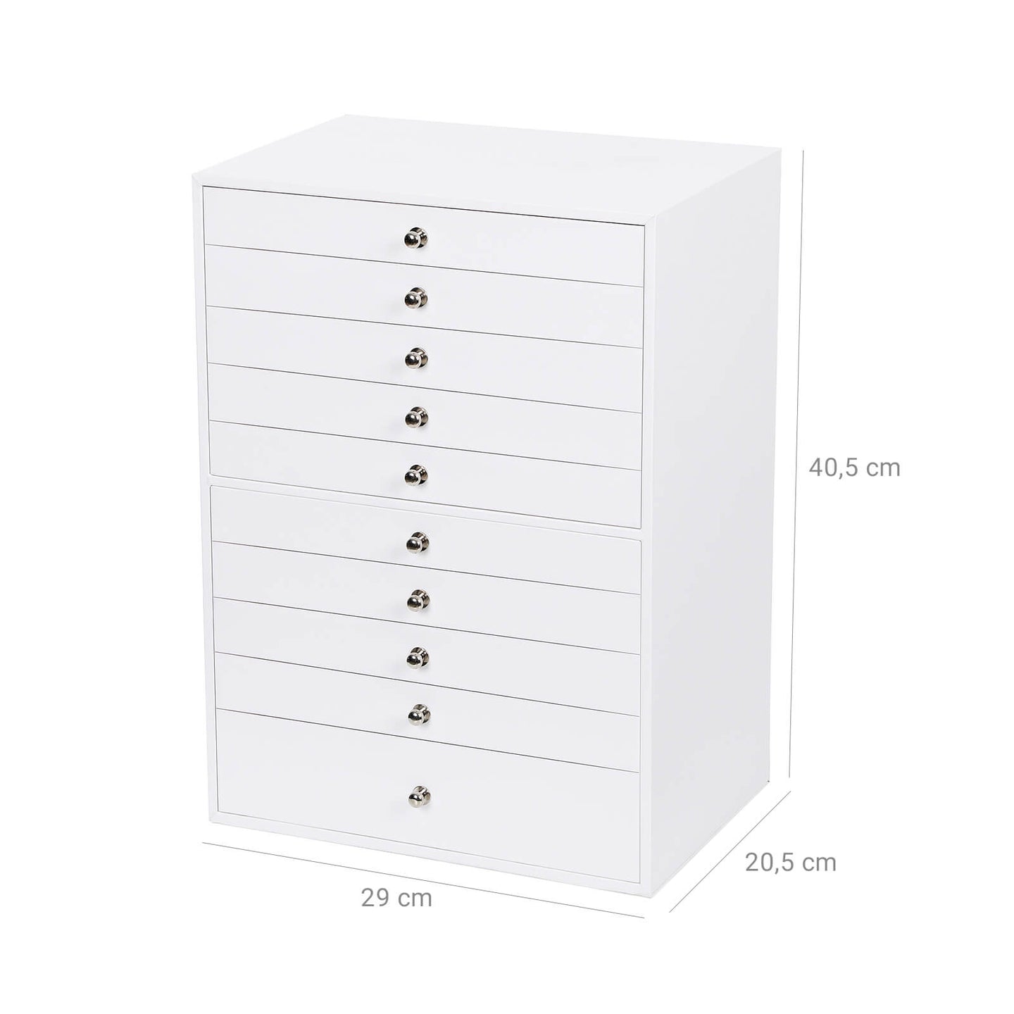 Jewellery Box - Faux Leather - White - Extra Large 10-Layer Storage with Drawer