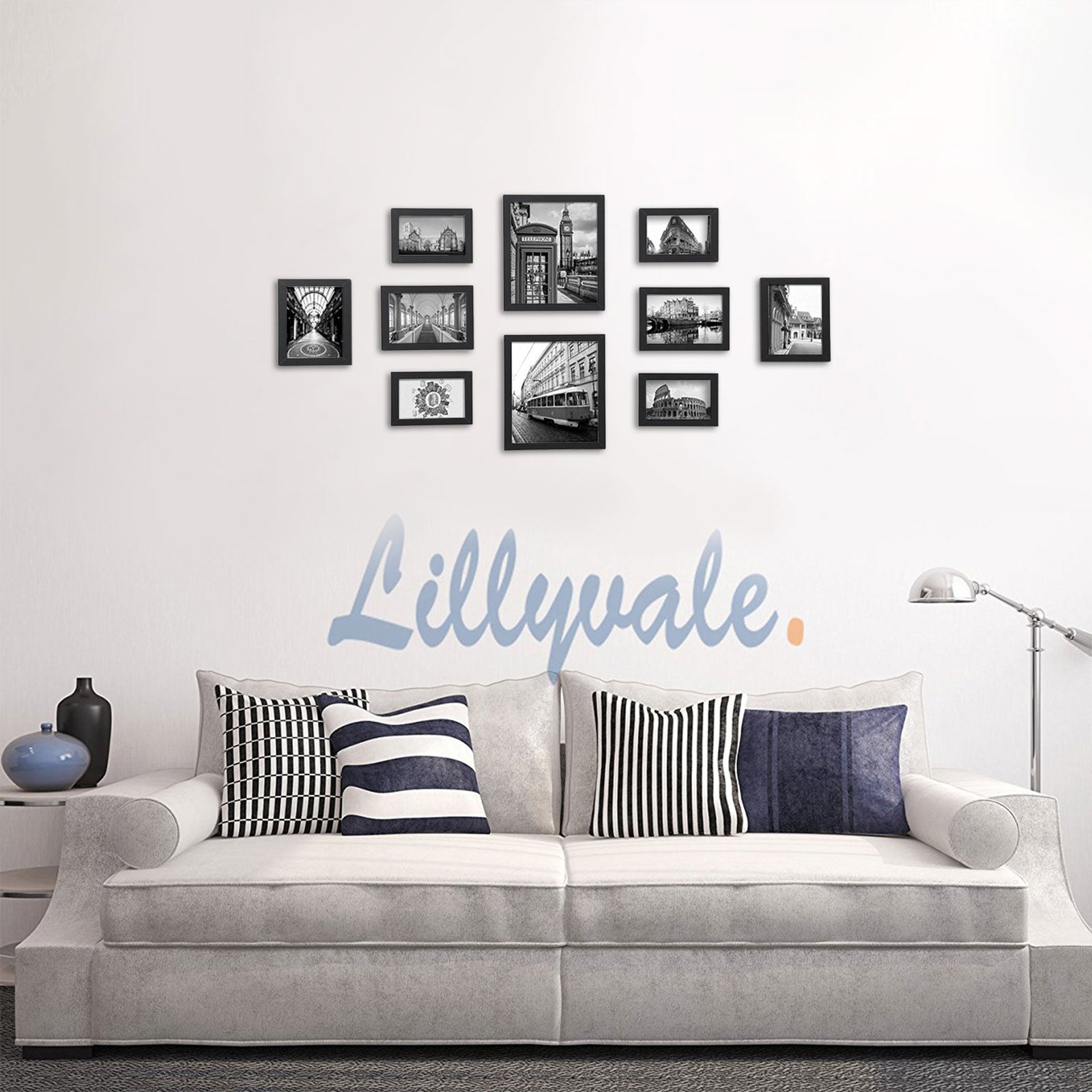 Picture Frame Set - Rigid Plastic - Black - 10 Pieces in Various Sizes
