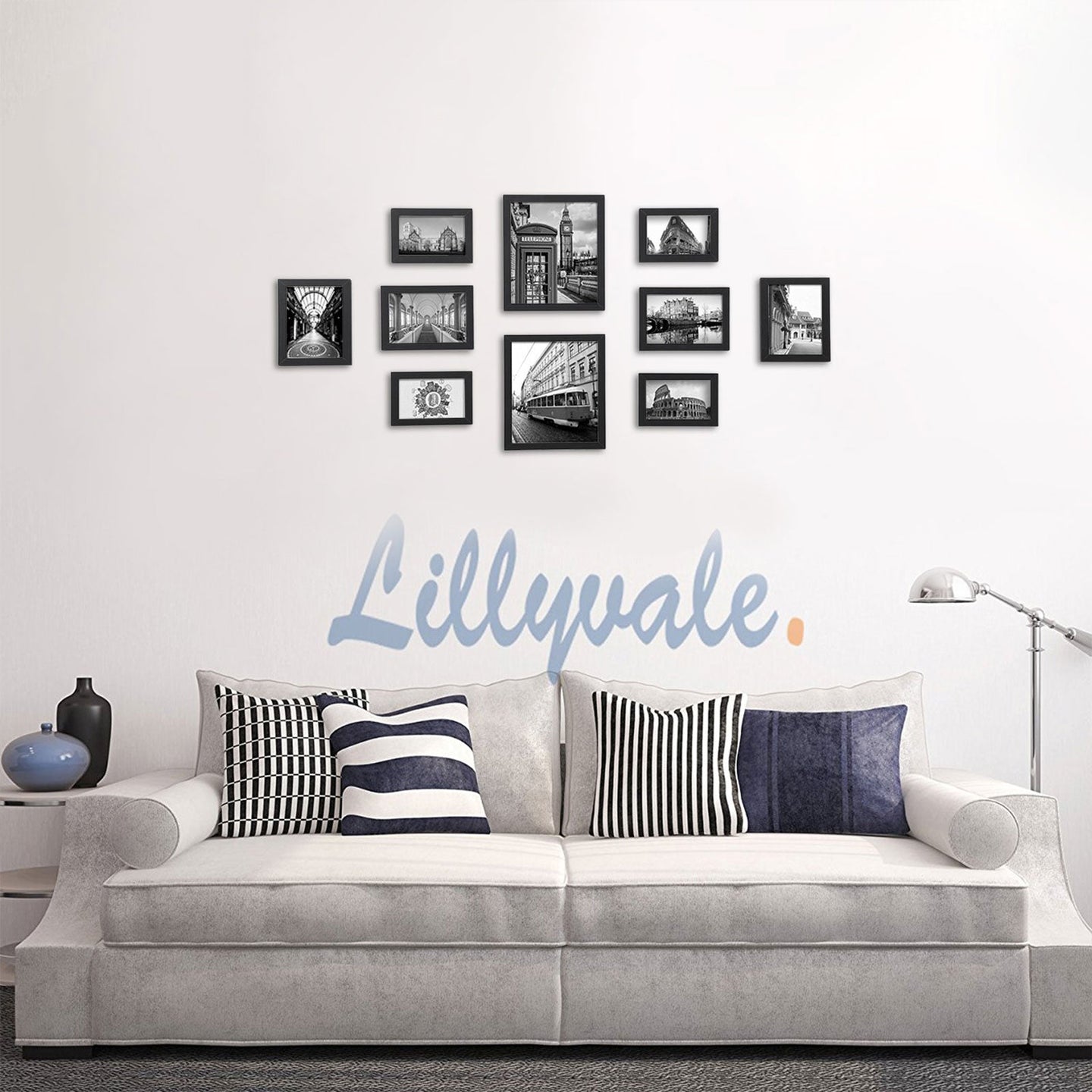 Picture Frame Set - Rigid Plastic - Black - 10 Pieces in Various Sizes