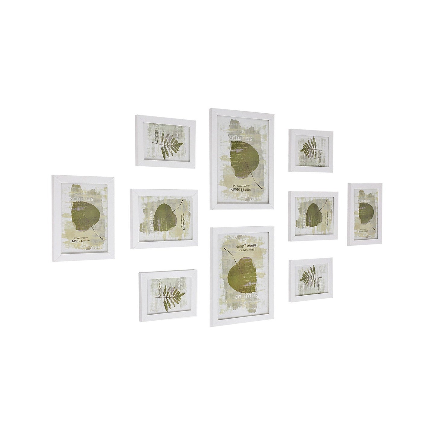 Picture Frame Set - Rigid Plastic - Black - 10 Pieces in Various Sizes