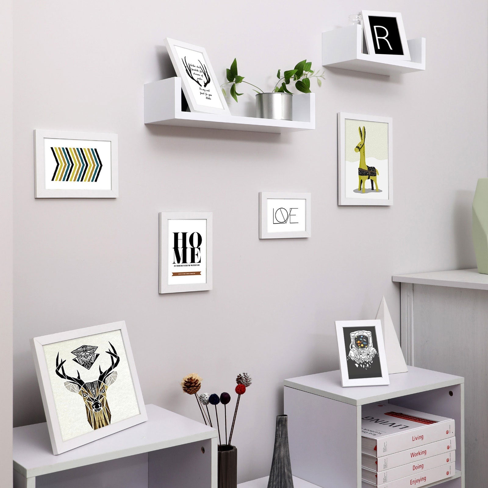 Picture Frame Set - Rigid Plastic - Black - 10 Pieces in Various Sizes