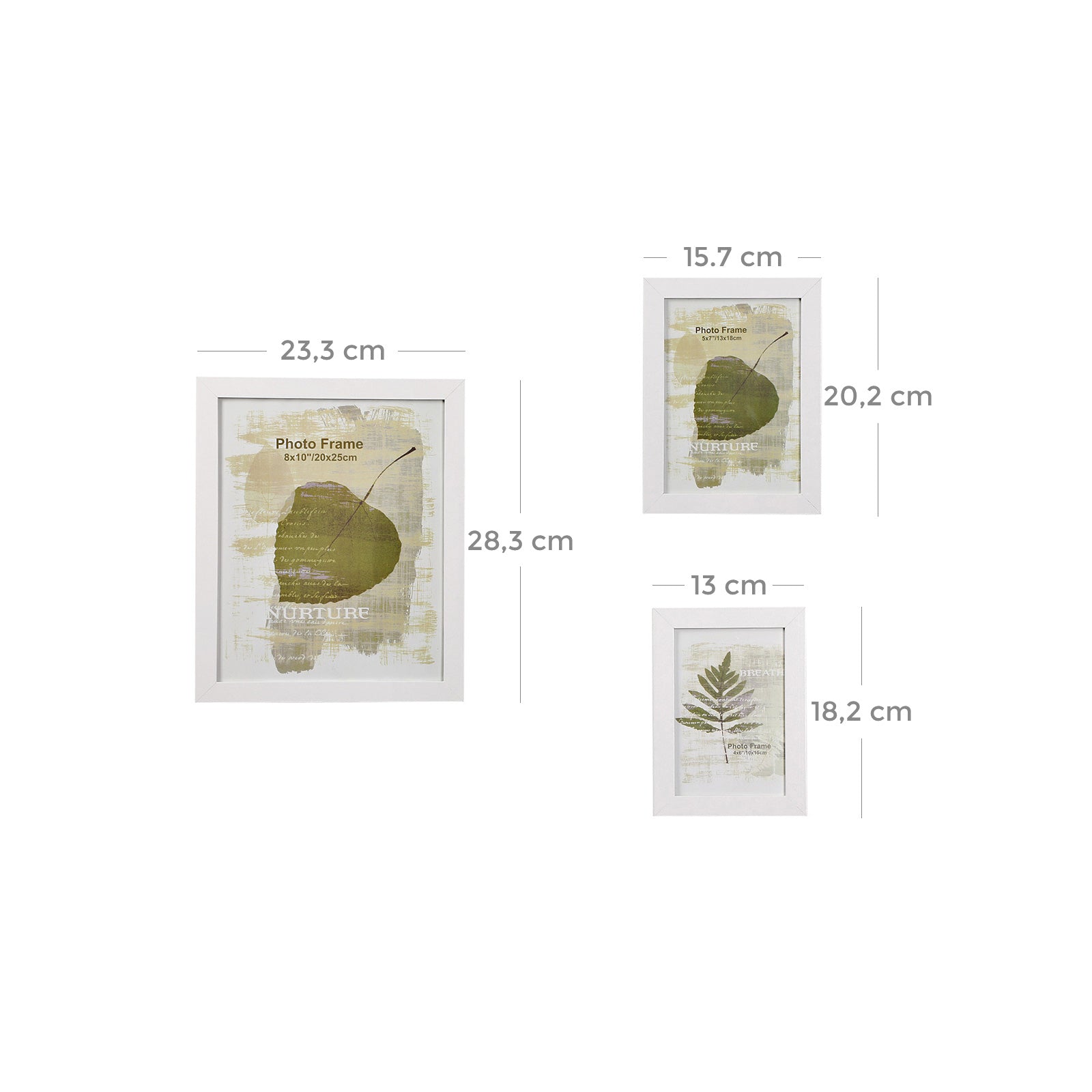 Picture Frame Set - Rigid Plastic - Black - 10 Pieces in Various Sizes