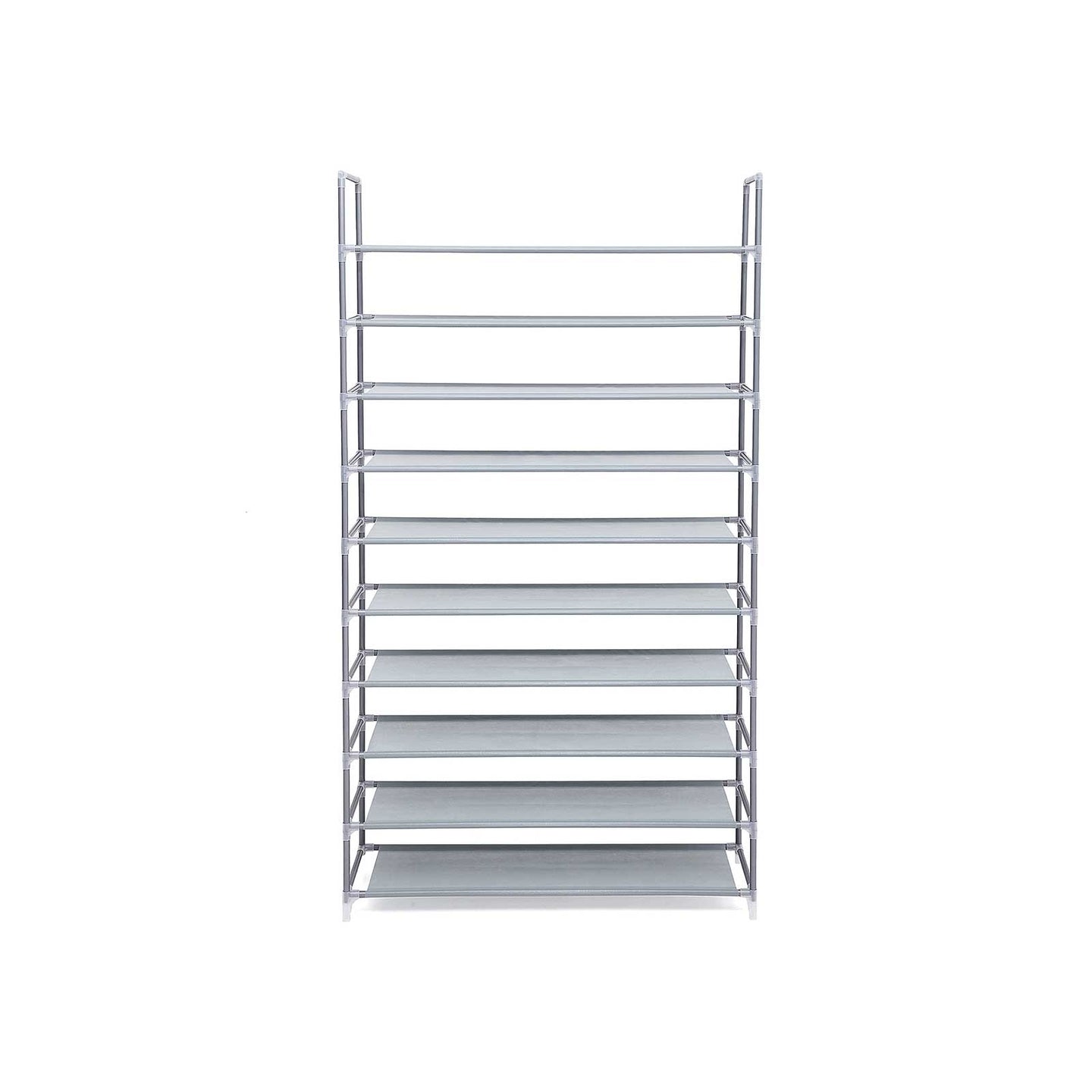 10-Tier Shoe Rack - Fabric - Grey - Holds Up to 50 Pairs of Shoes