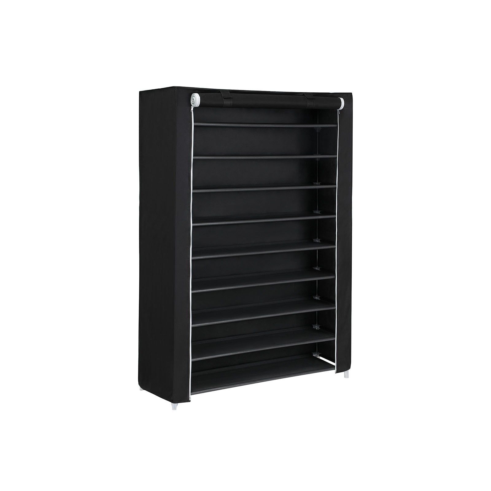 10-Tier Shoe Rack - Steel - Black - Free Standing Storage Organizer for Up to 54 Pairs