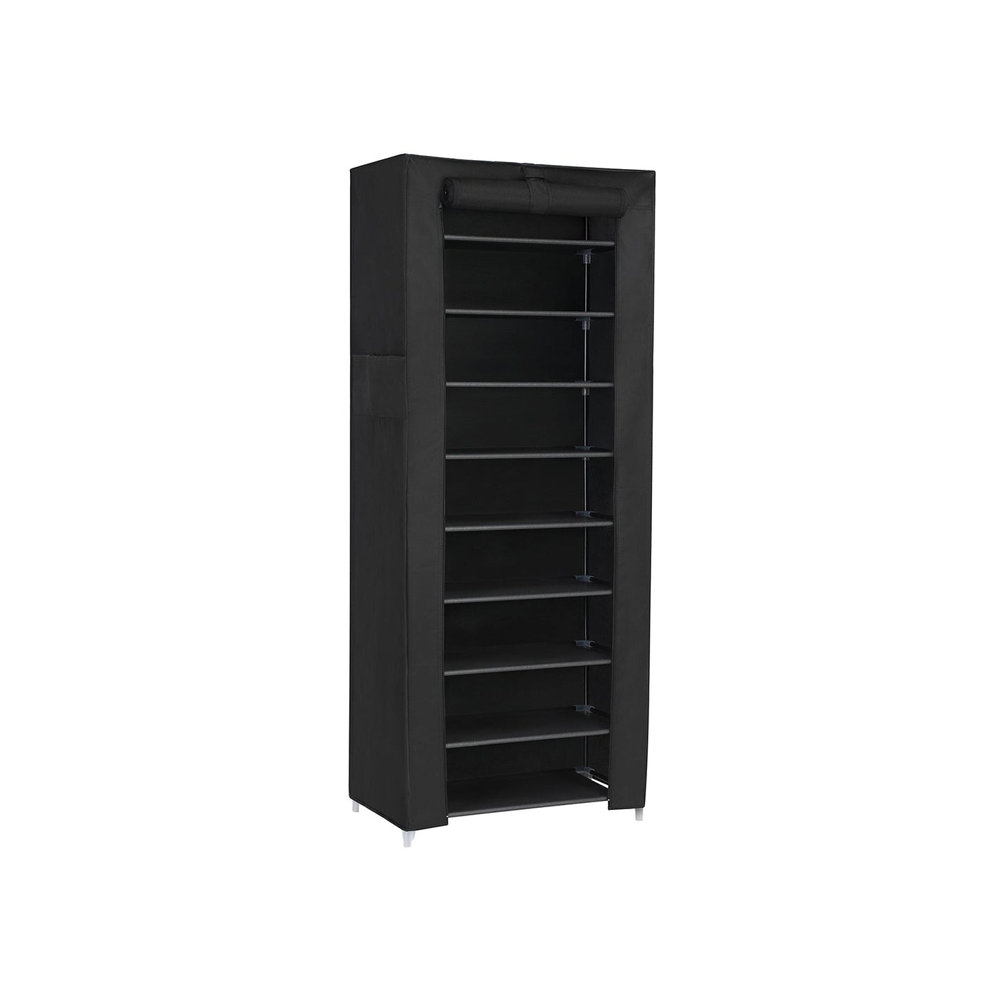 Shoe Rack - Fabric - Black - 10 Tiers for 27 Pairs of Shoes
