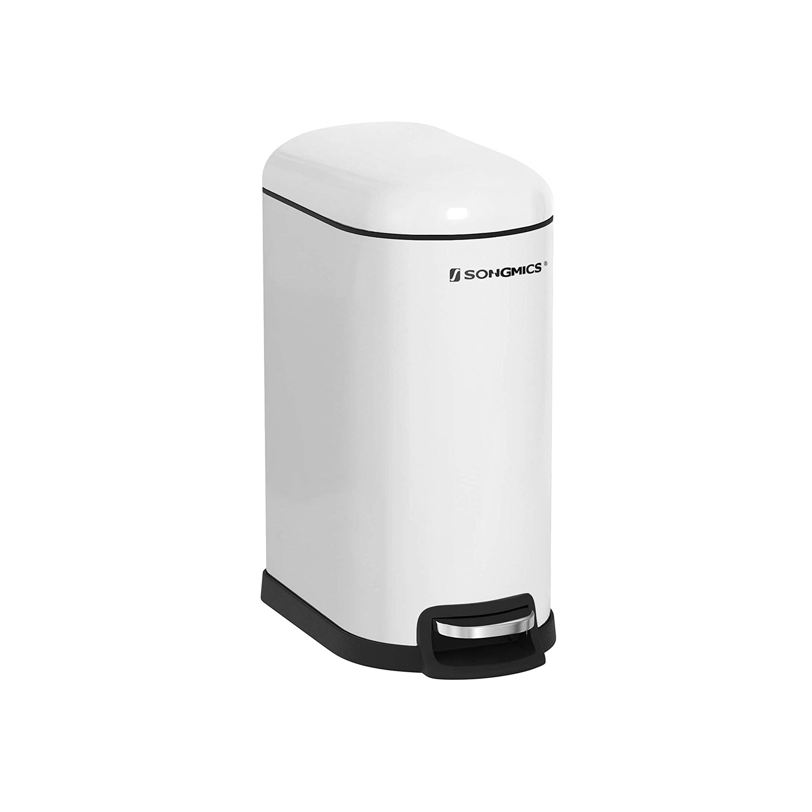 Small Trash Can - Steel - White - Pedal with Removable Inner Bucket and Slow Close