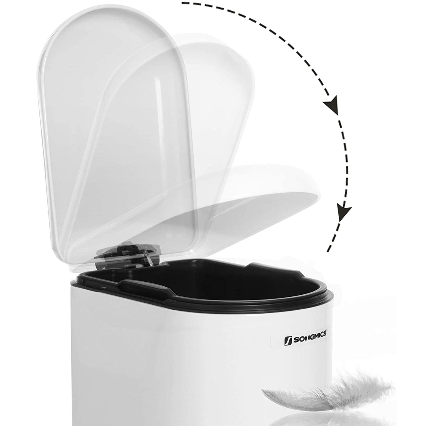 Small Trash Can - Steel - White - Pedal with Removable Inner Bucket and Slow Close