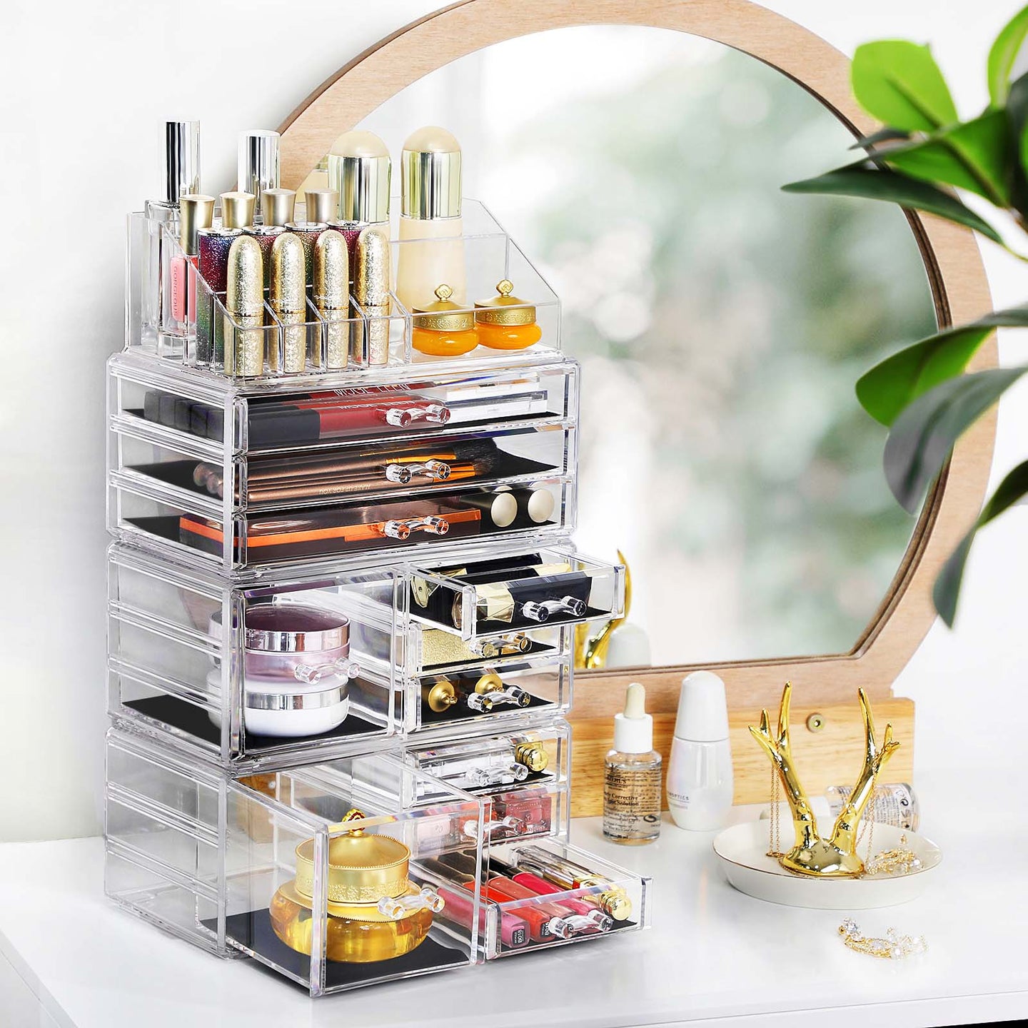 Makeup Organiser - Plastic - Transparent - 11 Drawers with 15 Compartments