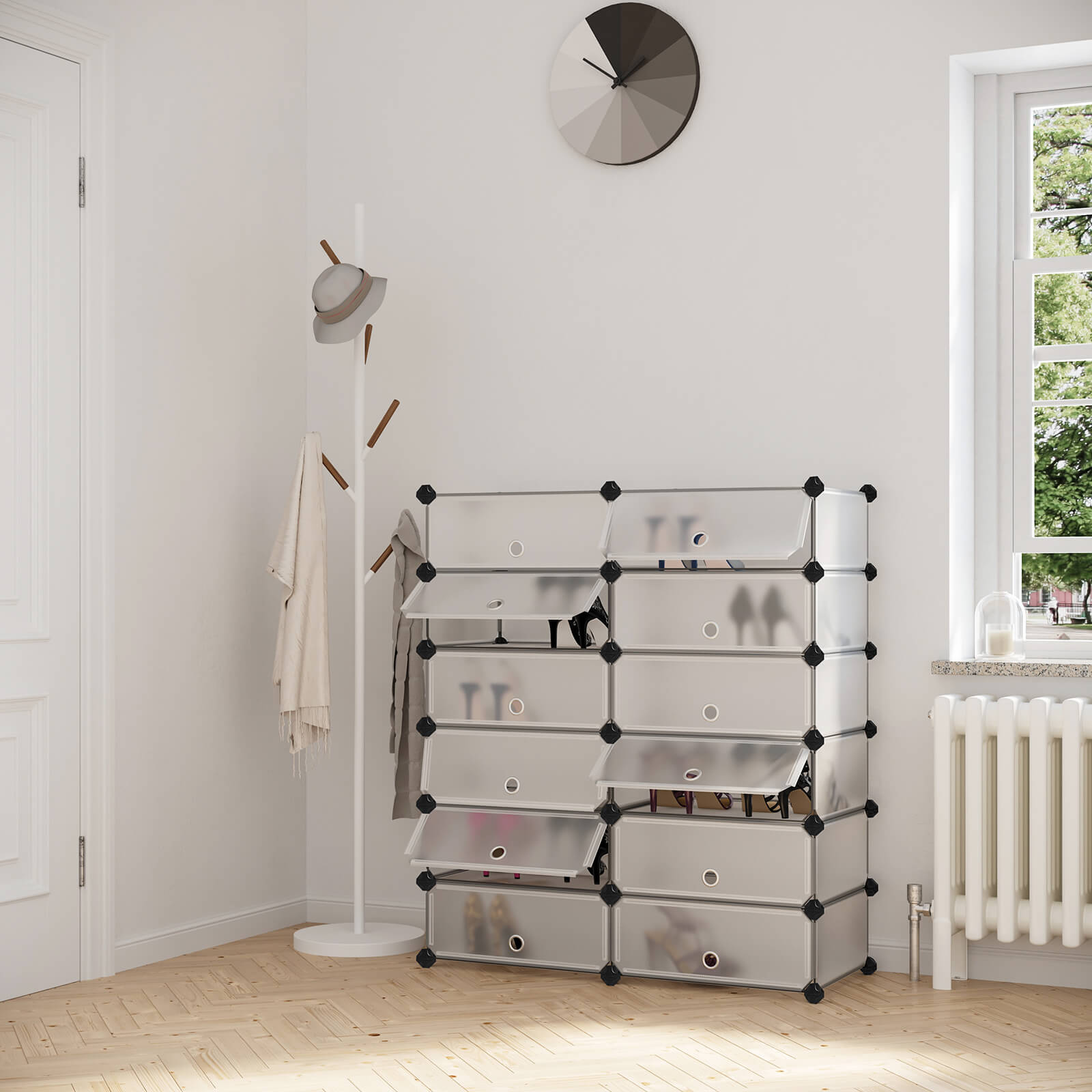 Interlocking Storage Unit - Wood - White - 12 Cube Design for Versatile Organization