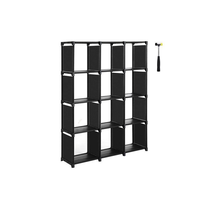 12-Cube Open Organizer - Wood - Black - Children's Room