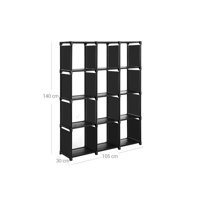 12-Cube Open Organizer - Wood - Black - Children's Room