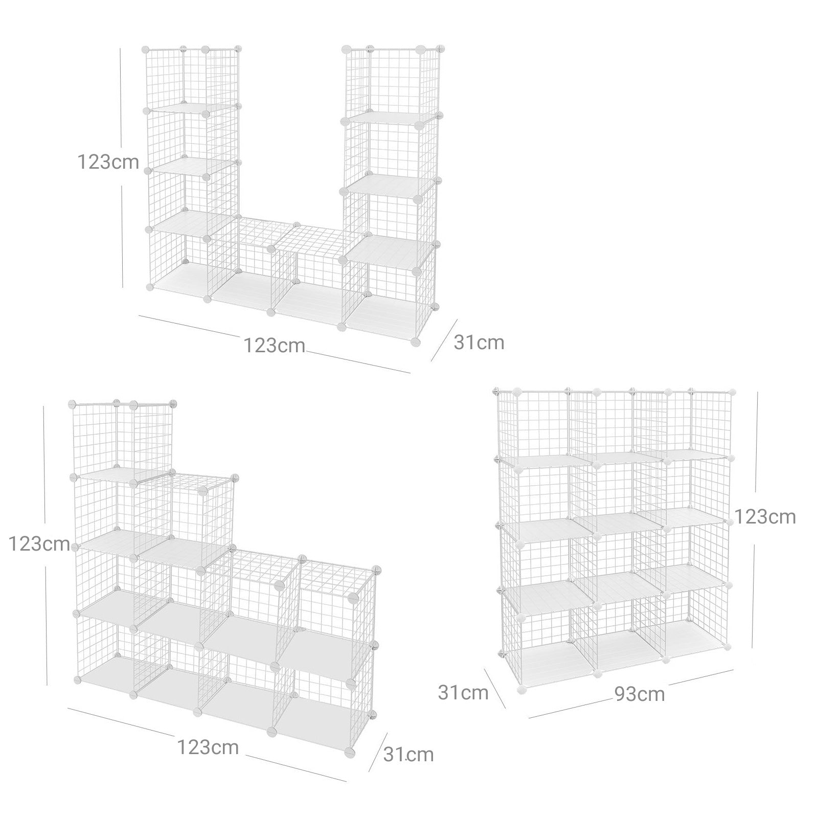 Storage Cube Unit - Metal Wire Mesh - Black - Interlocking Design with Large Capacity