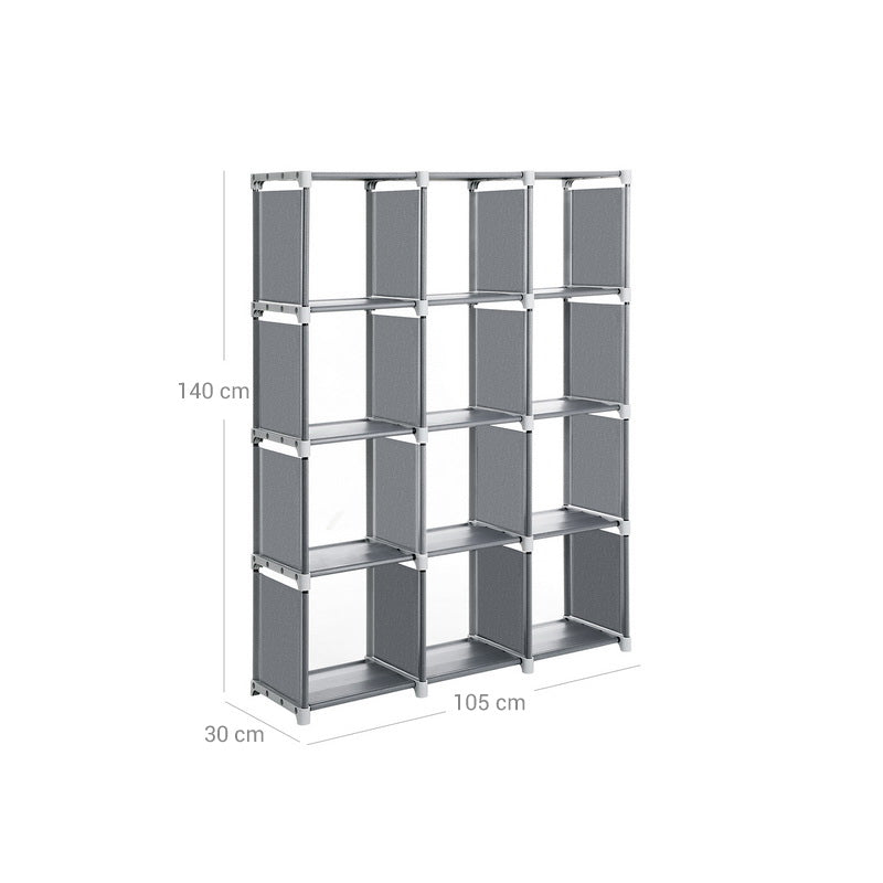 12-Cube Storage Shelf - MDF - Black - Versatile Closet Organizer with Bonus Rubber Mallet