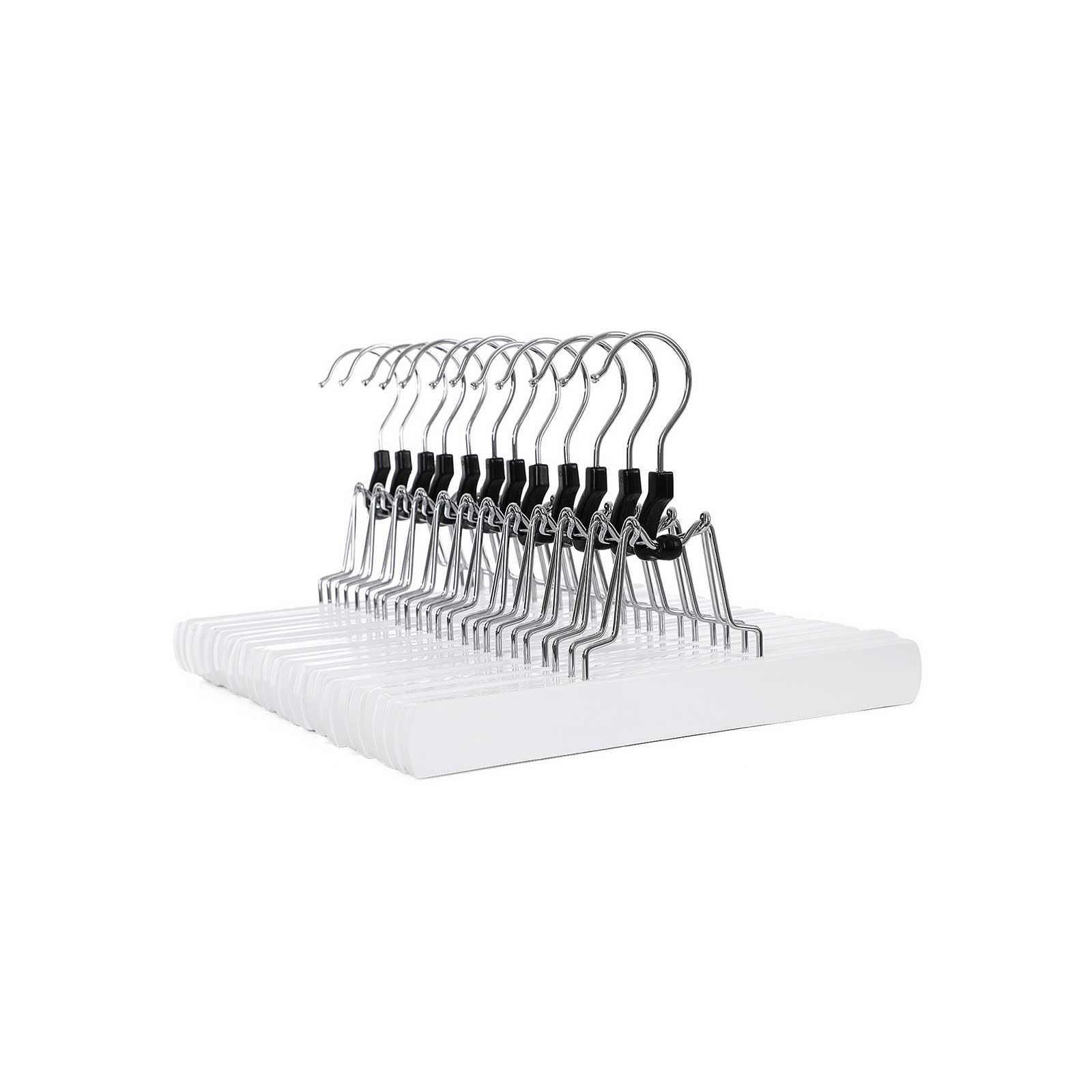 Wood Skirt Hangers - Wood - Dark Walnut - Non-Slip with Full-Width Clamp and Lock