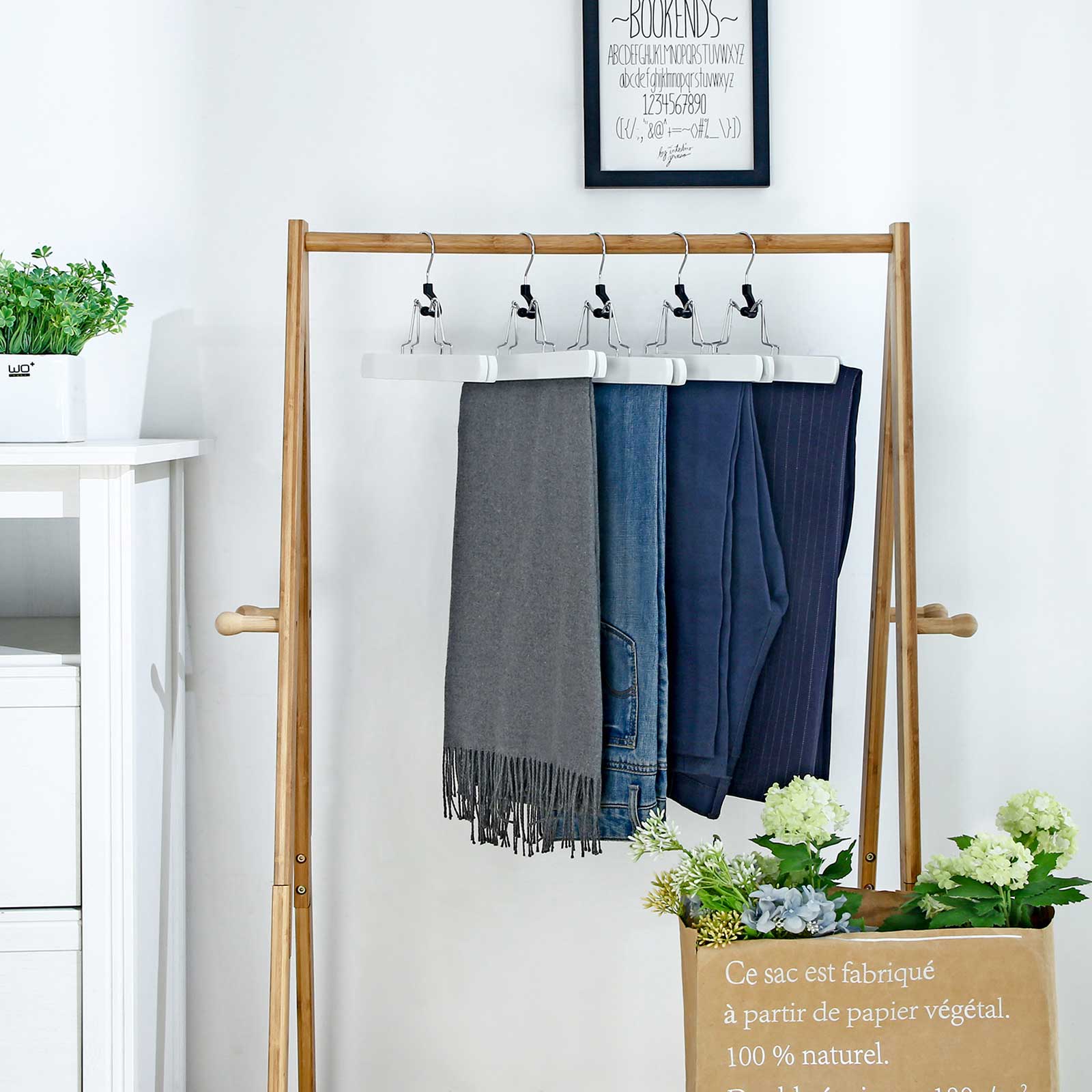 Wood Skirt Hangers - Wood - Dark Walnut - Non-Slip with Full-Width Clamp and Lock