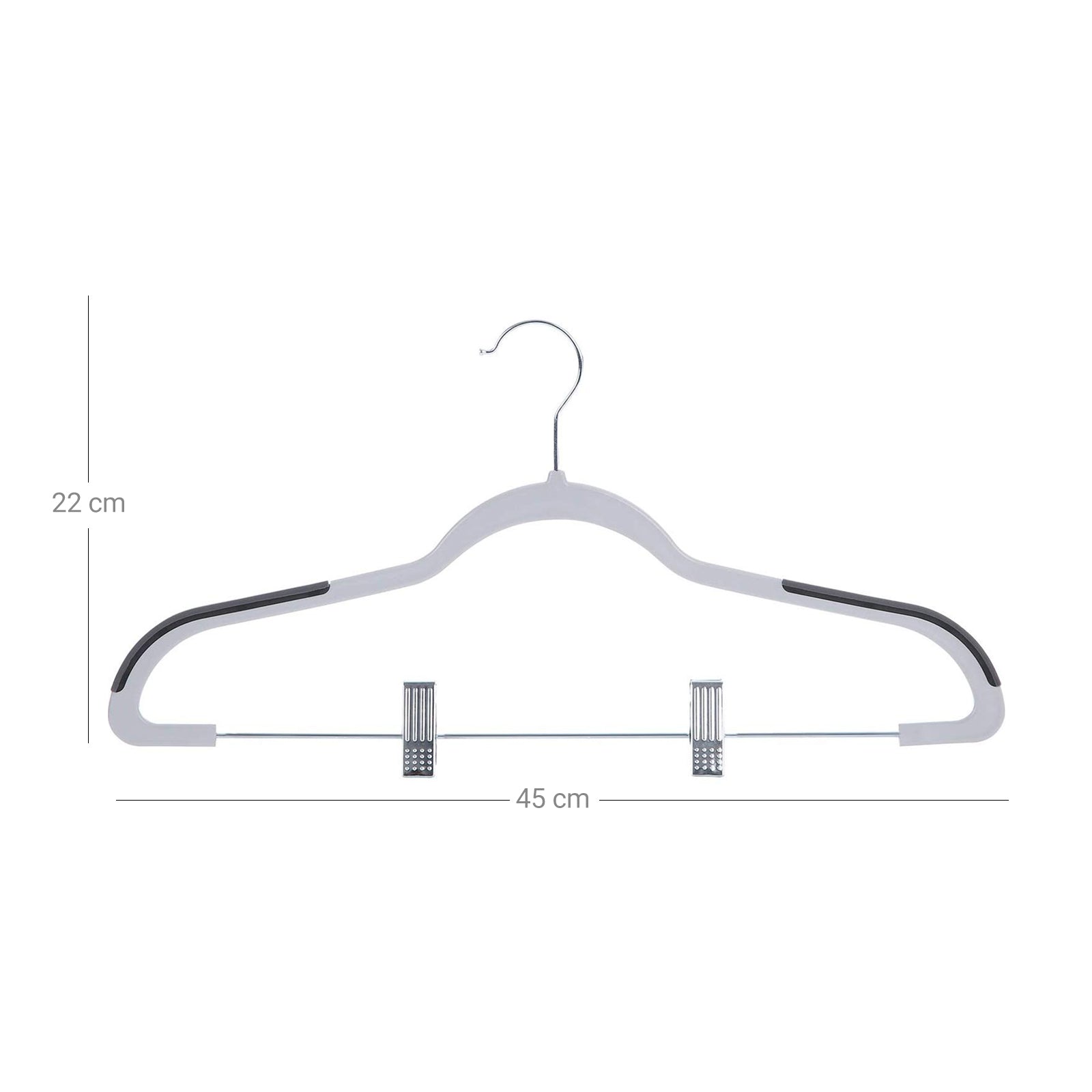 Trousers Hangers - Premium Quality Plastic - Grey - Non-slip Clips