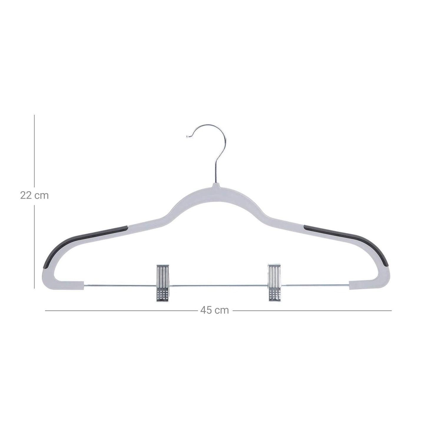 Trousers Hangers - Premium Quality Plastic - Grey - Non-slip Clips