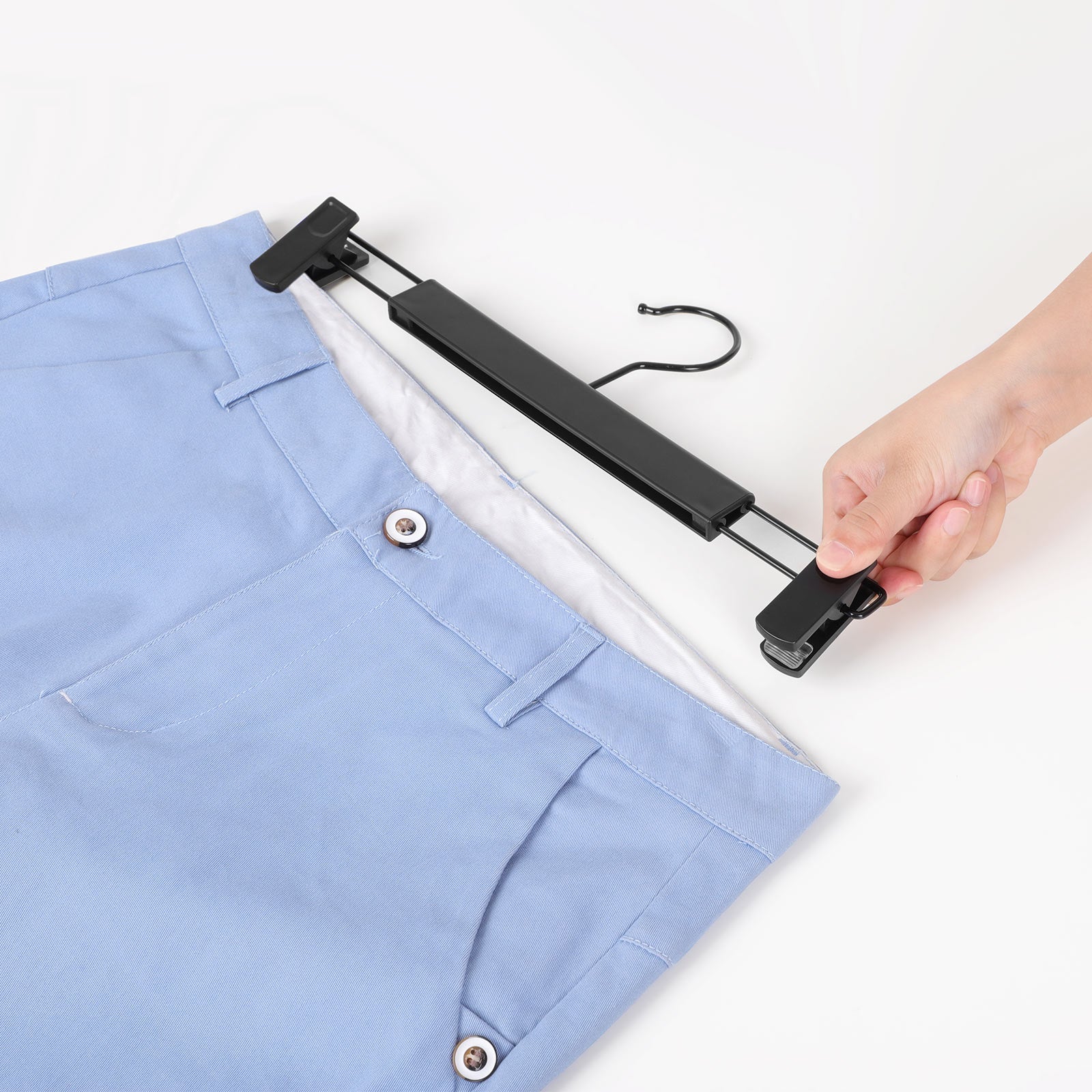 Heavy-Duty Trousers Hangers - Durable Plastic - Black - 360° Swivel Hooks