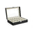 Watch Box - Faux Leather - Black - 12-Slot with Glass Lid and Velvet Lining