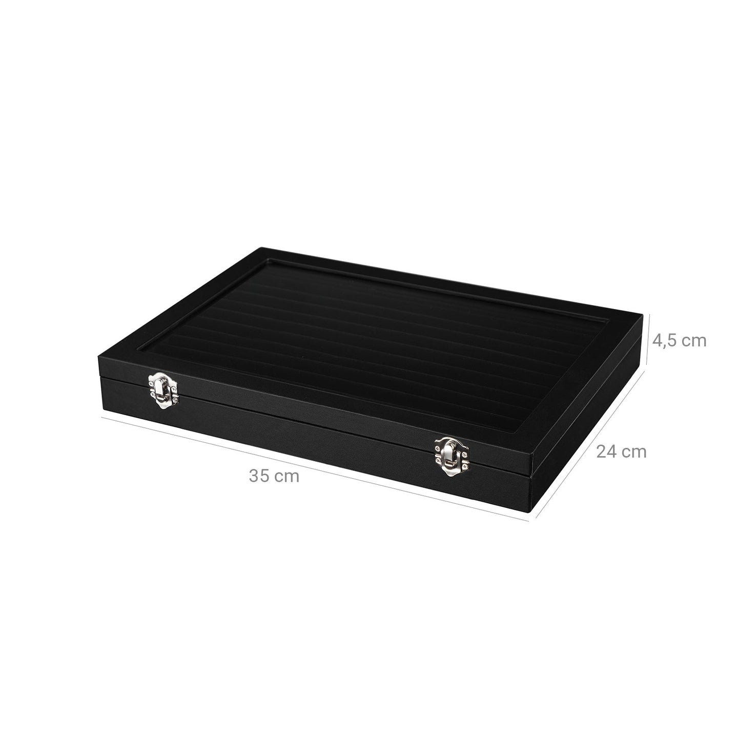 Jewellery Box - Wood - Black - 12 Slots for Rings Display