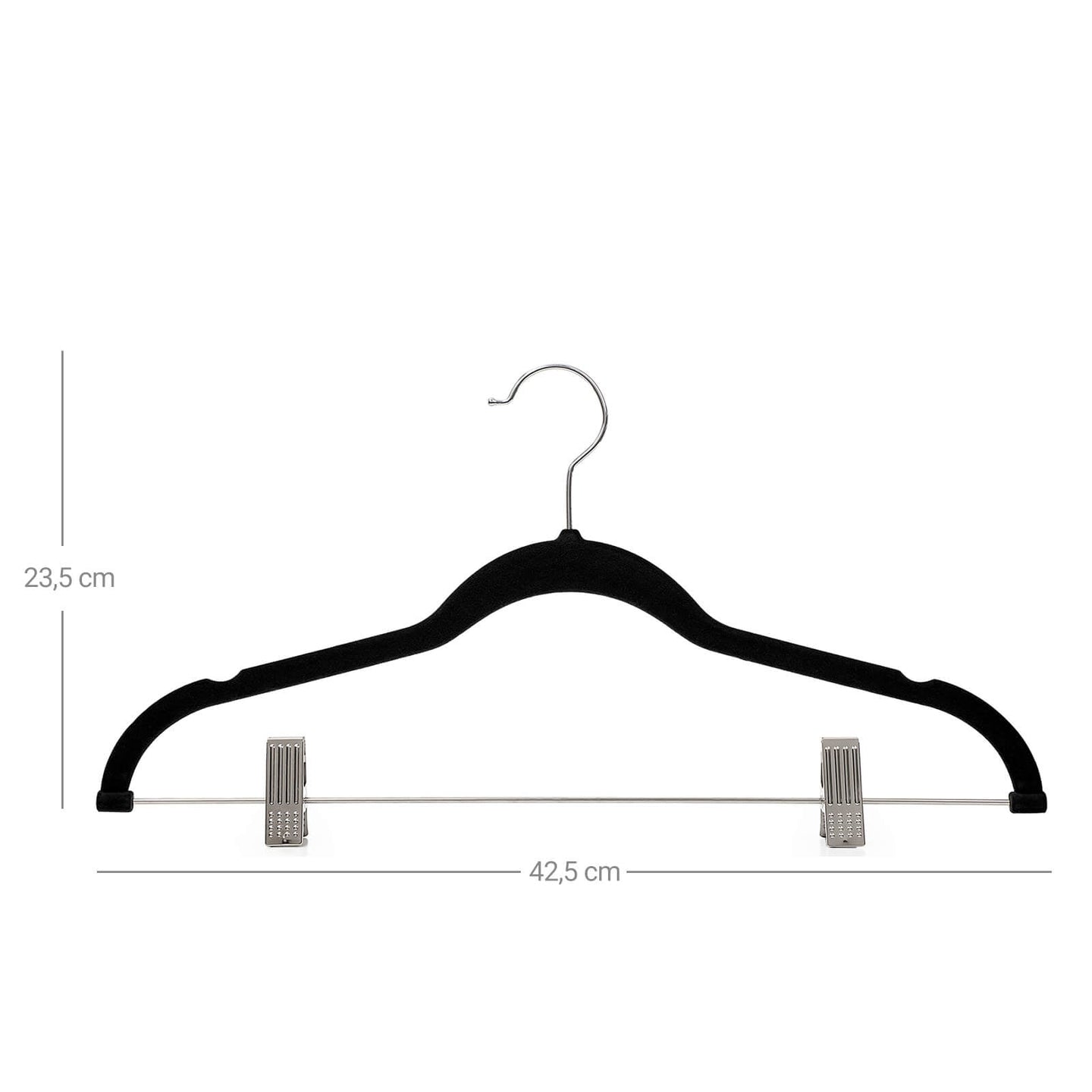 Velvet Trouser Hangers - Velvet - Grey - Non-Slip with Bar and Clips