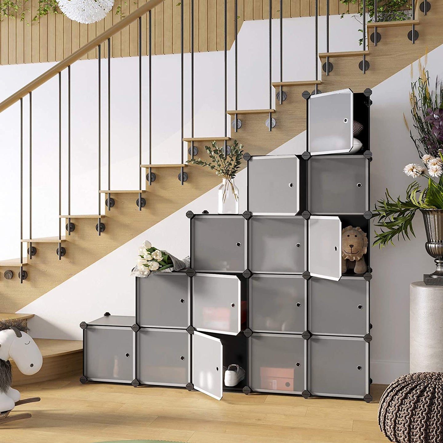 15-Cube Plastic Organizer - White - Versatile Storage for Clothes