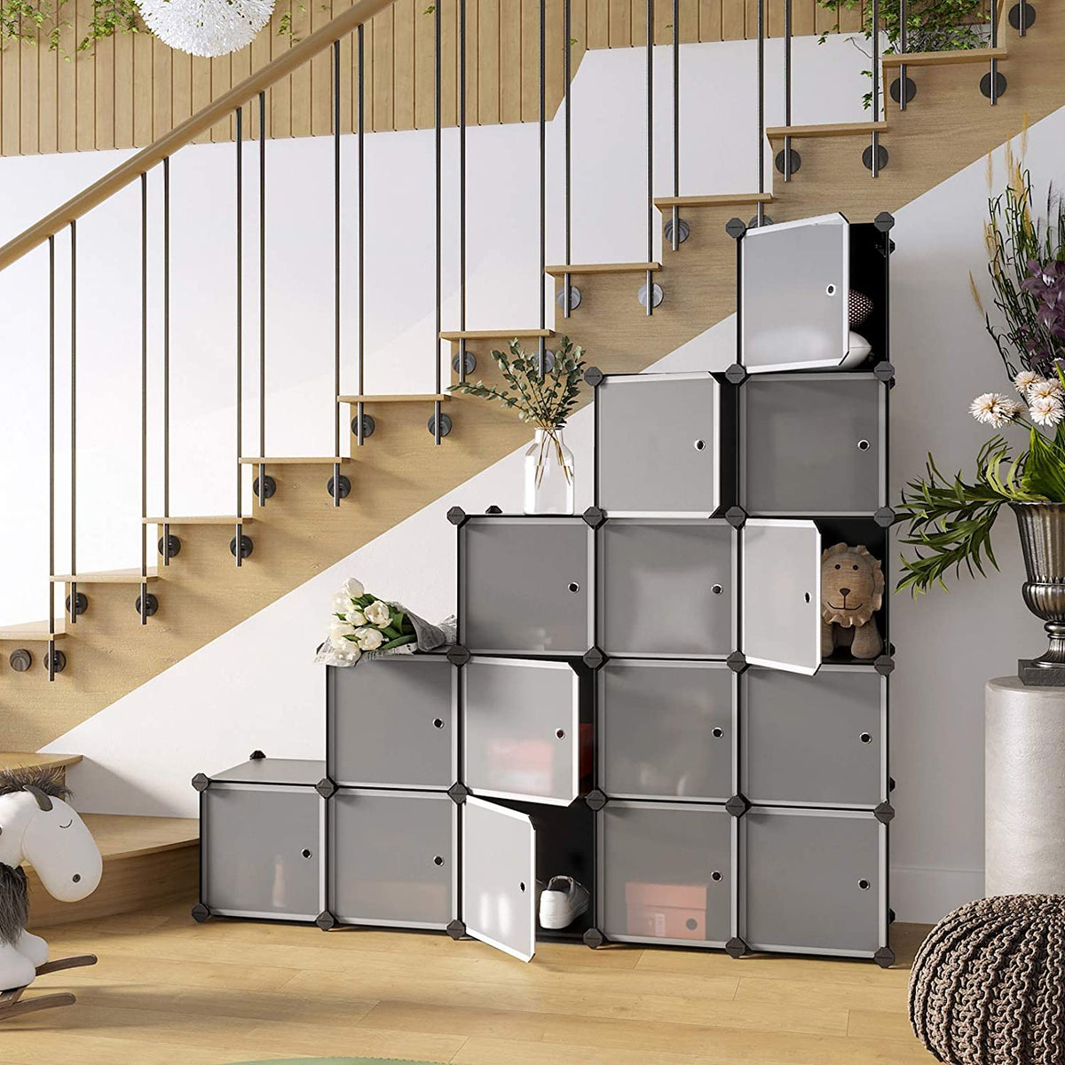 15-Cube Plastic Organizer - White - Versatile Storage for Clothes