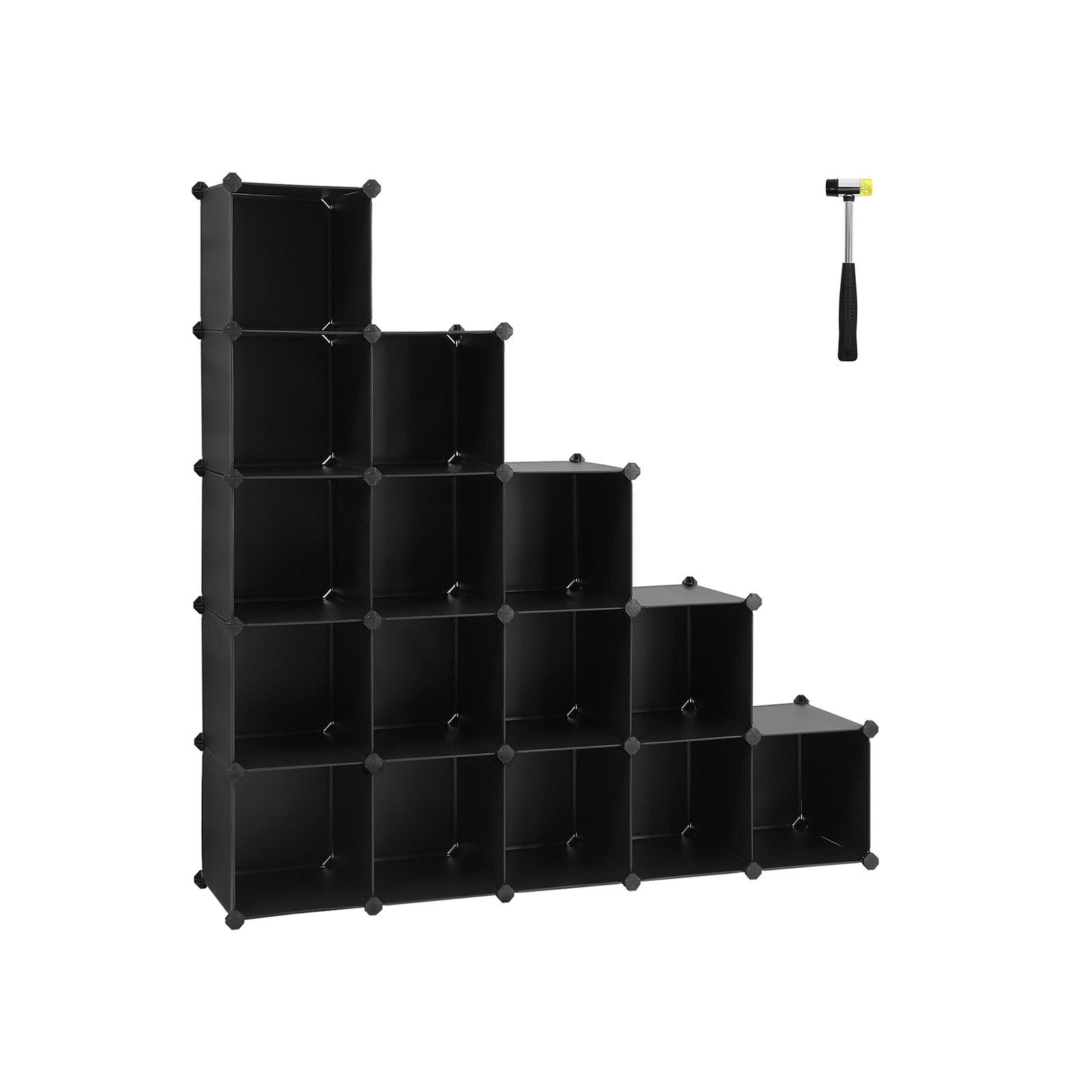 Modular Storage Unit - Plastic - Translucent White - 16 Cube Organizer for Shoes and Clothes