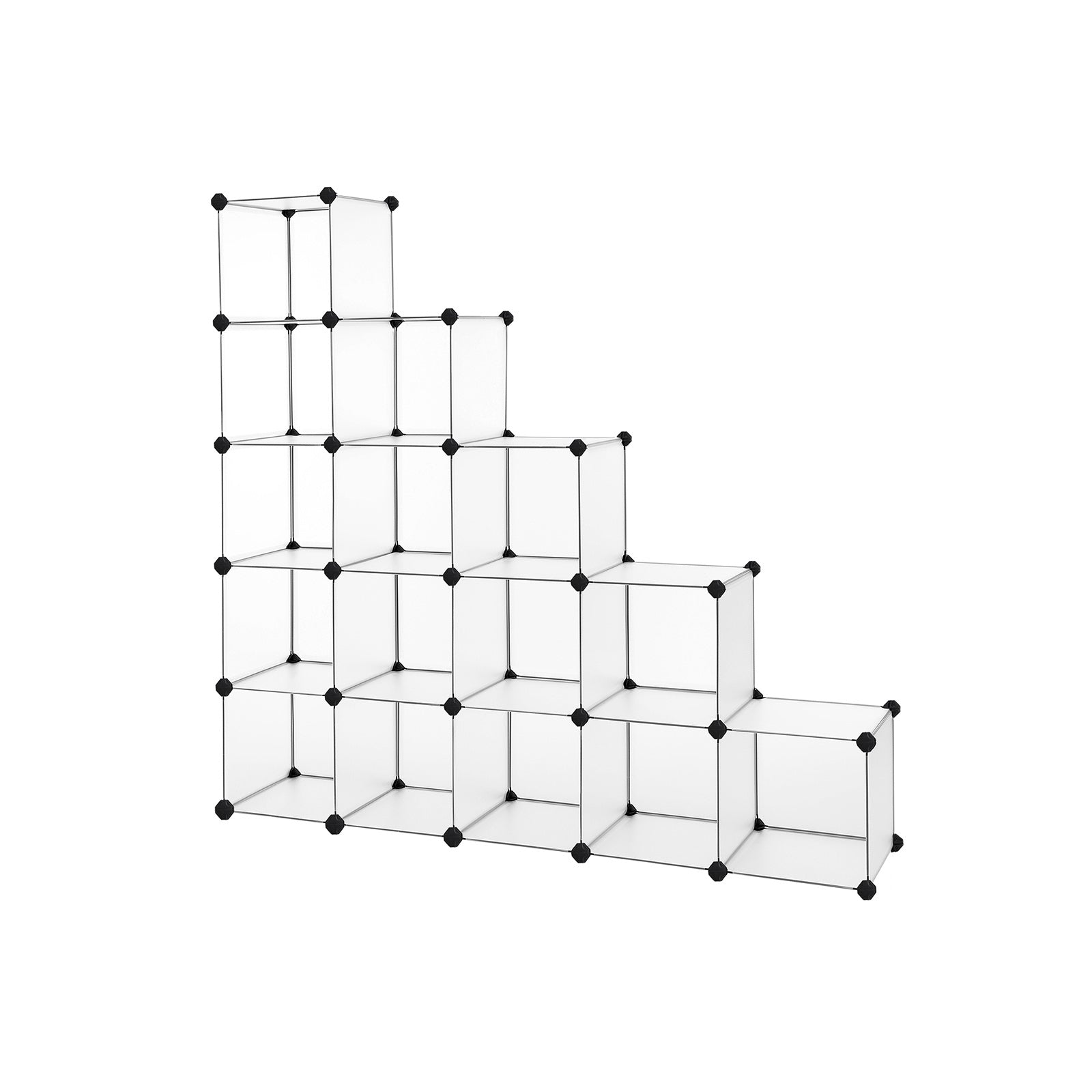 Shoe Rack - Plastic - Translucent White - Modular Interlocking 16-Cube Storage Unit