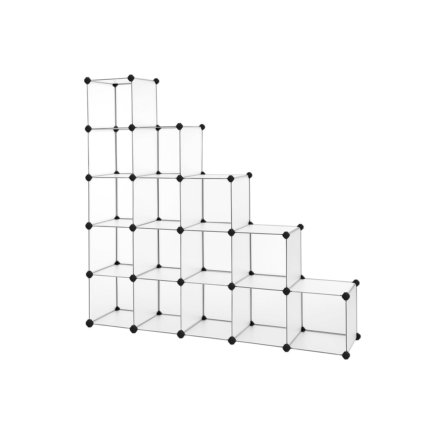 Shoe Rack - Plastic - Translucent White - Modular Interlocking 16-Cube Storage Unit