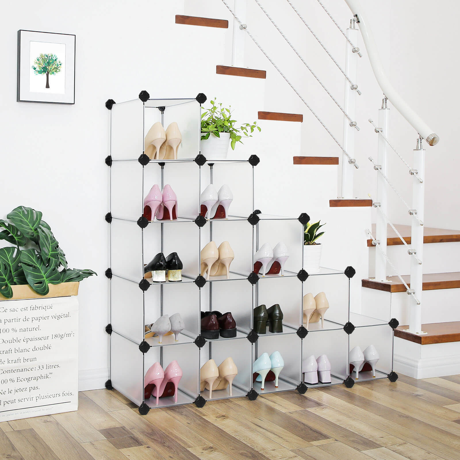 Cubes Storage Organiser - Plastic - Translucent White - Interlocking Modular Design