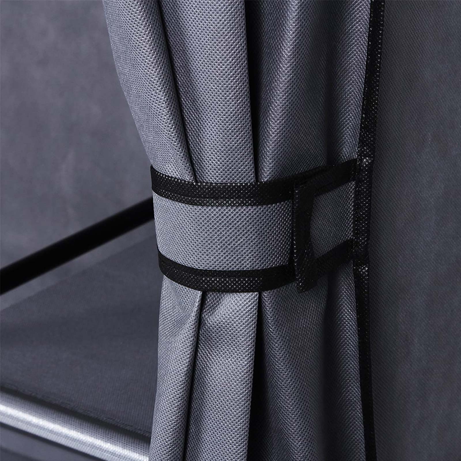 Wardrobe - Canvas - Grey - Clothes Hanging Rail with Storage Shelves