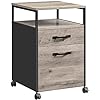 File Cabinet - Steel - Rustic Brown and Black - Rolling with Open Compartment and Stable Frame