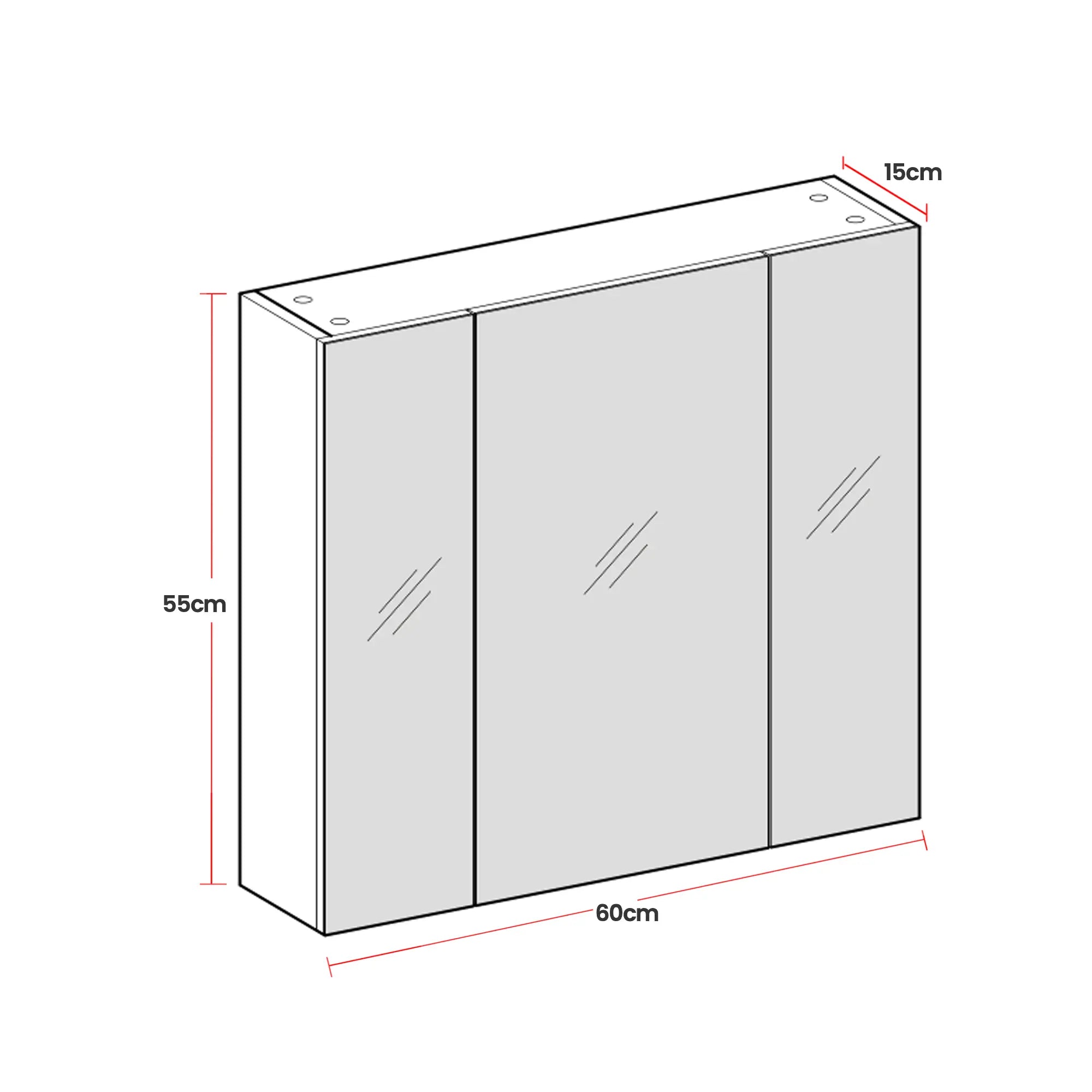 Wall-Mounted Bathroom Storage Cabinet - MDF - White - 3-Door with Adjustable Shelf and Mirror