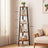 Corner Shelf Unit - Metal - Rustic Brown - 5-Tier Ladder Design for Living Room and Office