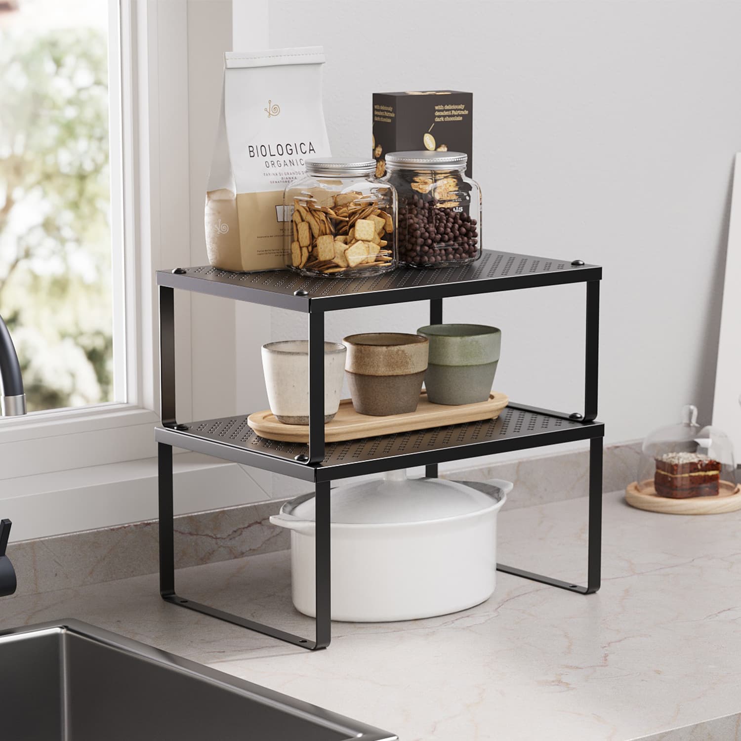 Set of 2 Spice Racks - Metal - Ink Black - Stackable and Expandable