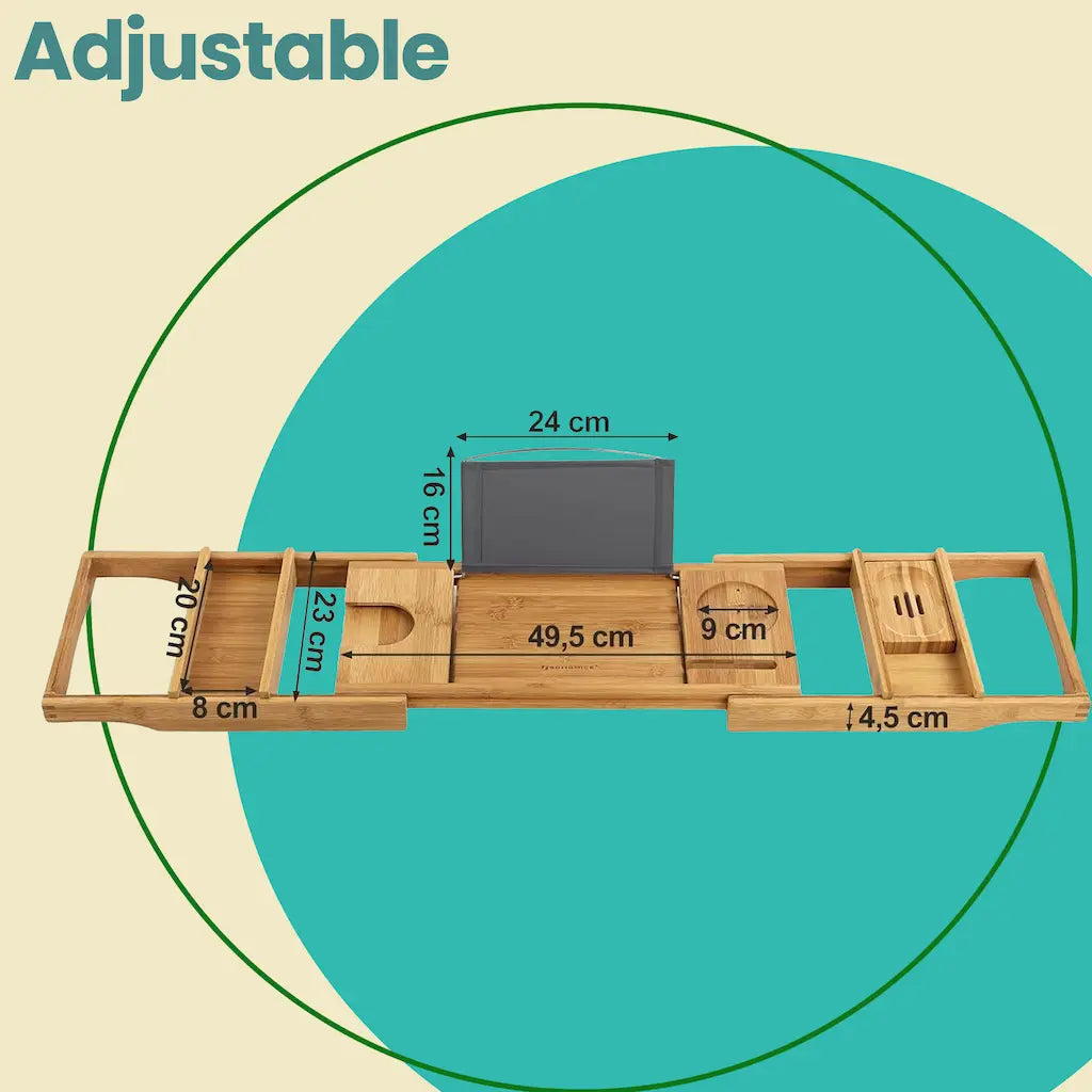 Extendable Bath Shelf - Bamboo - Natural - Includes Drink Holder