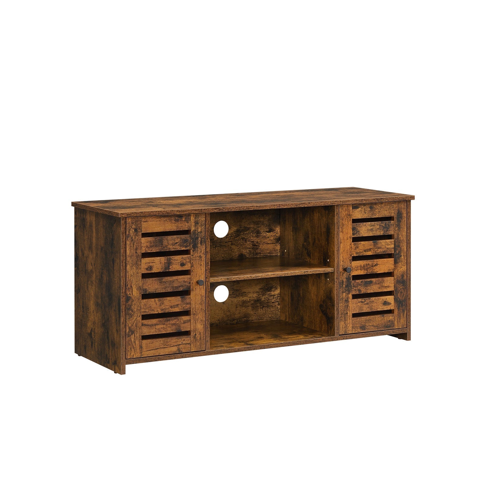 TV Cabinet - Engineered Wood - Rustic Brown - Adjustable Shelves with Cable Management