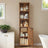 Tall Bathroom Storage Cabinet - Engineered Wood - Rustic Brown - Freestanding with Open and Adjustable Shelves