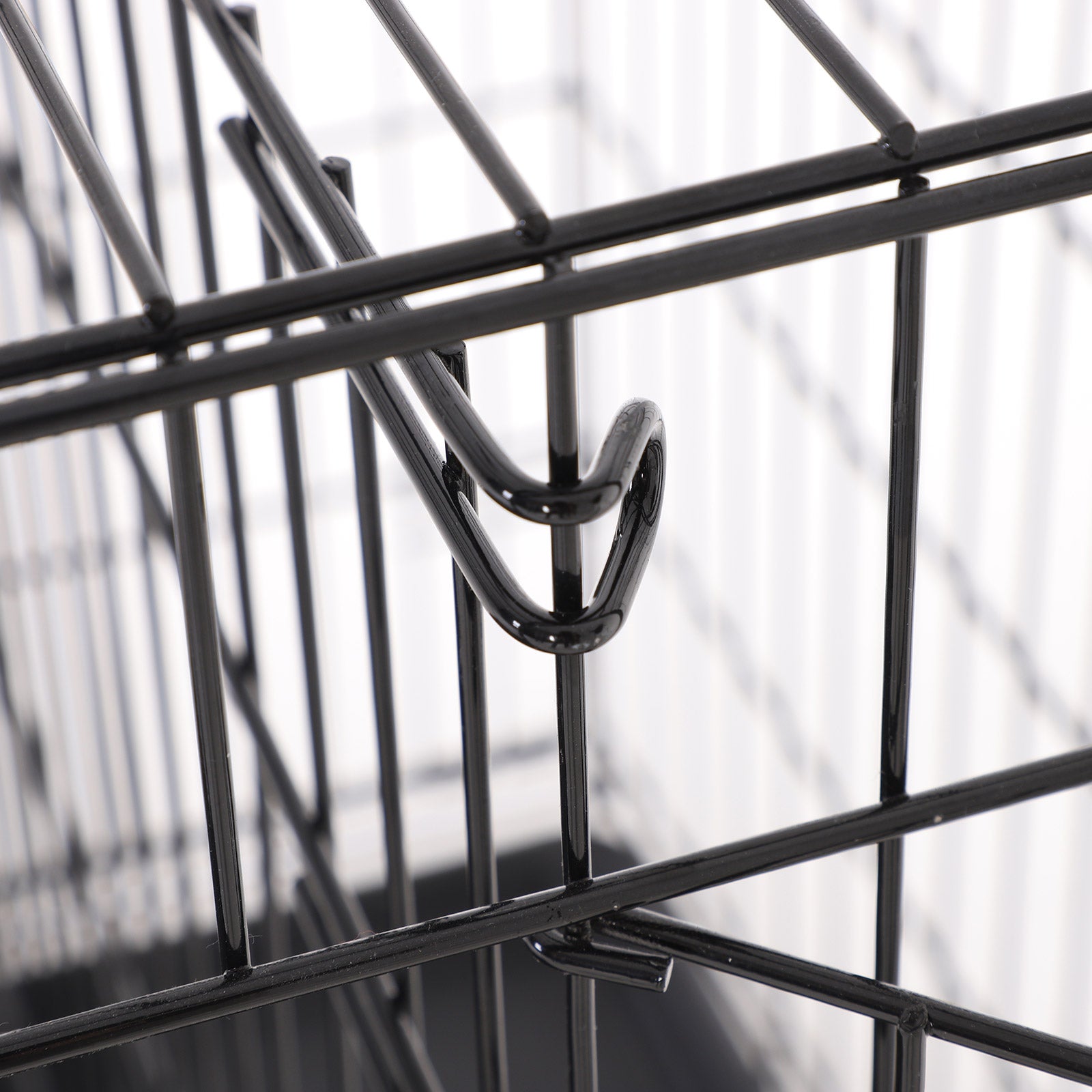 Dog Cage - Metal - Black - Folding Design with 2 Doors and Tray
