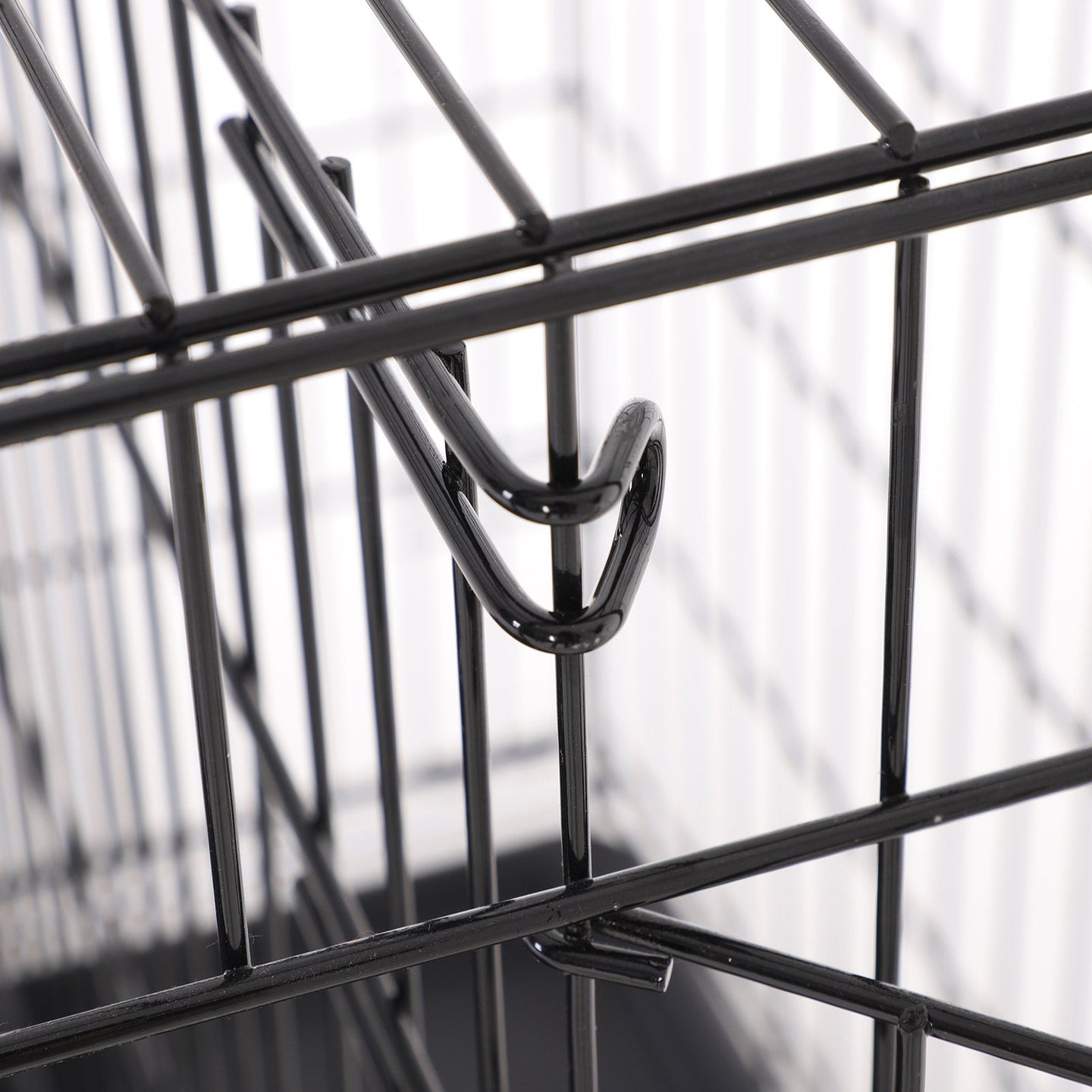Dog Cage - Metal - Black - Folding Design with 2 Doors and Tray