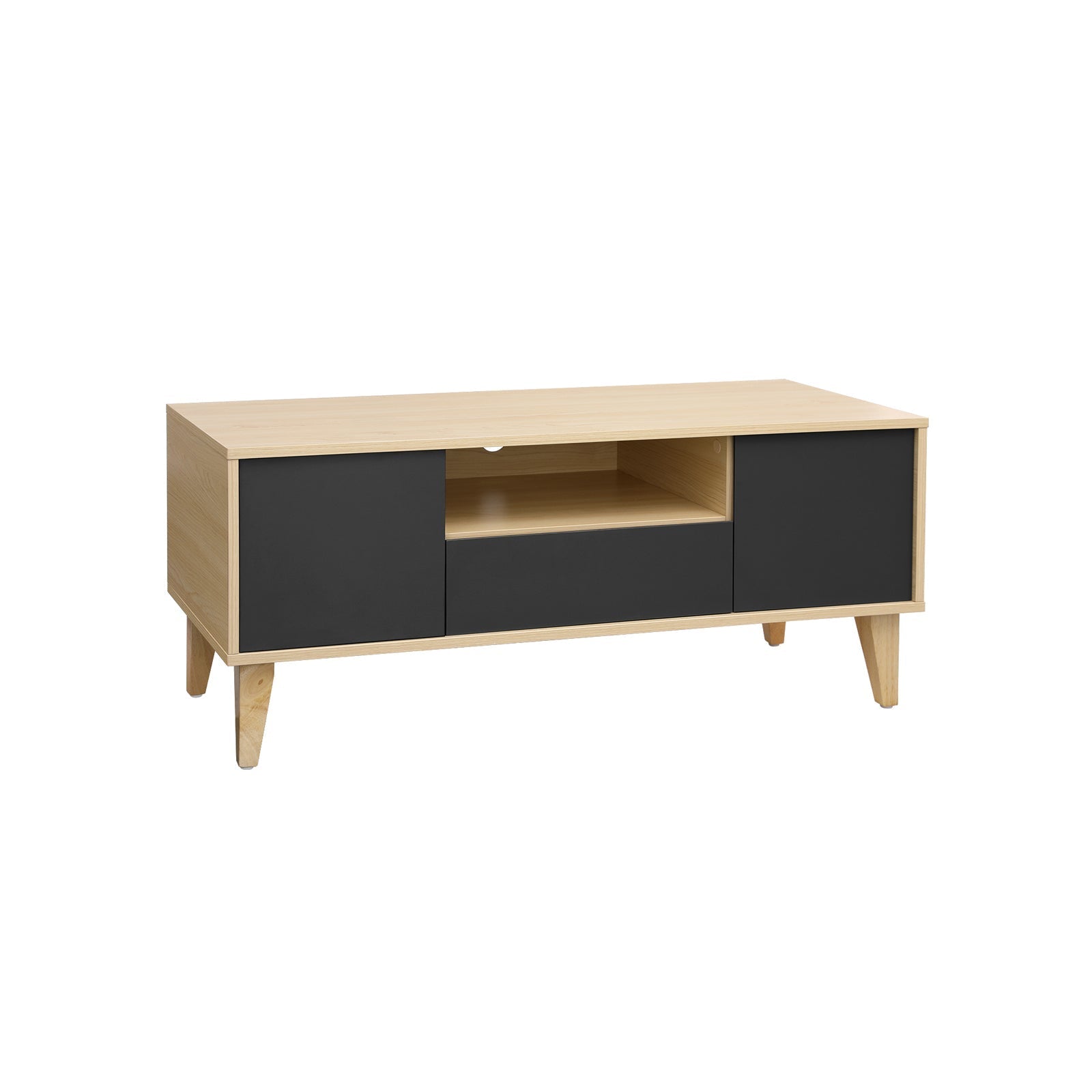 TV Stand - Solid Wood - Natural Wood and Grey