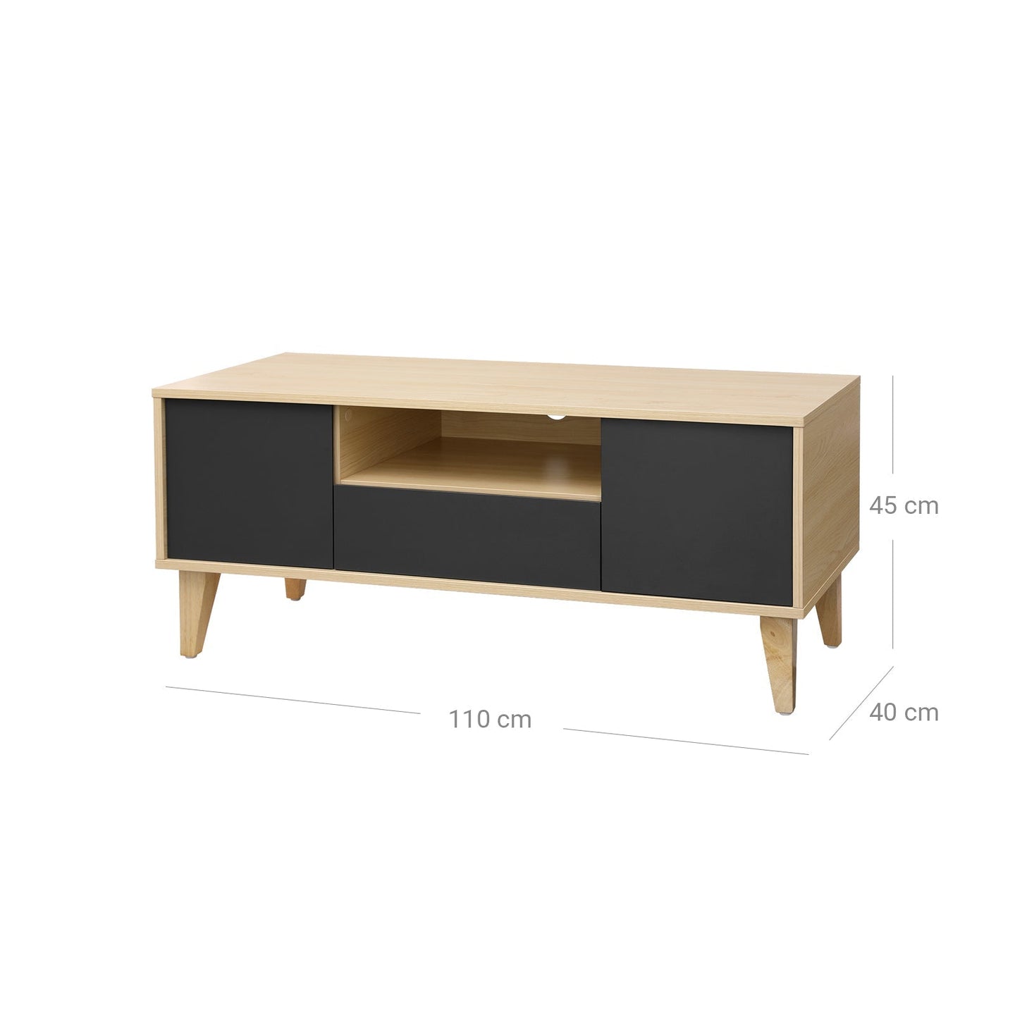 TV Stand - Solid Wood - Natural Wood and Grey